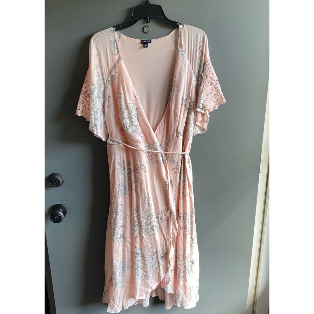 Blush pink wrap dress